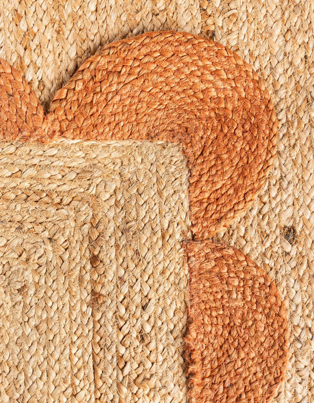 Natural and Terracotta 5' 1 x 8' Scallop Braided Jute Rectangle Rug