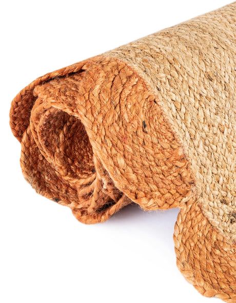 Natural and Terracotta 3' 1 x 5' 1 Scallop Braided Jute Rectangle Area Rug Eco Friendly 100% Jute All Natural Durable Carpet for Affordable Unique Home Interiors for Sale at Rug Engine