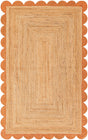 Natural and Terracotta 5' 1 x 8' Scallop Braided Jute Rectangle Rug