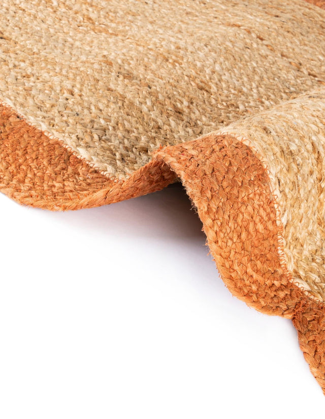 Natural and Terracotta 2' x 6' 1 Scallop Braided Jute Runner Rug