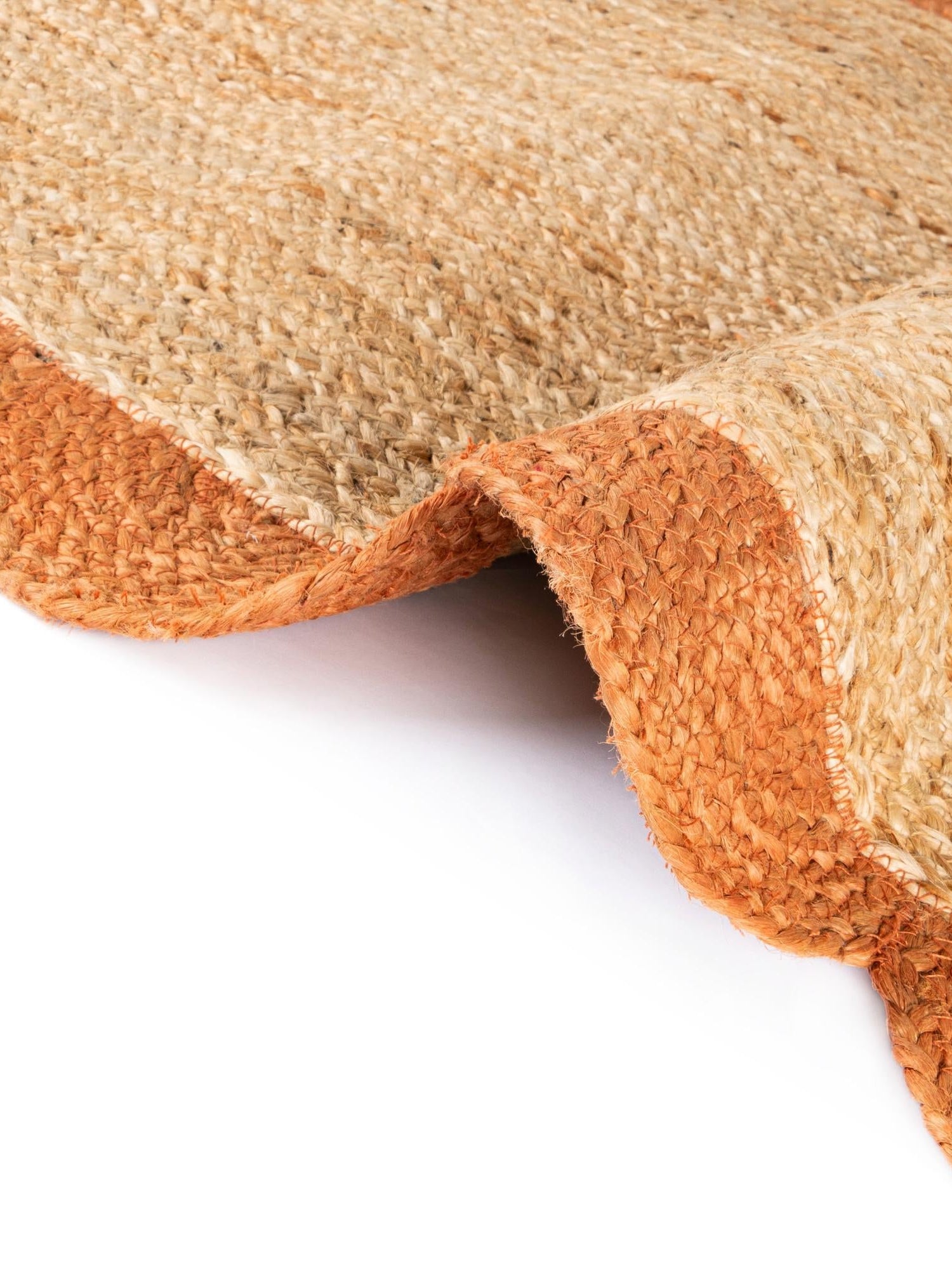 Natural and Terracotta 2' 7 x 10' Scallop Braided Jute Runner Area Rug Eco Friendly 100% Jute All Natural Durable Carpet for Affordable Unique Home Interiors for Sale at Rug Engine