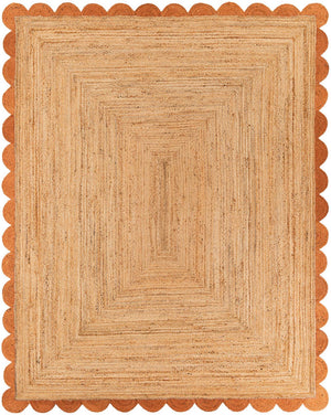 Natural and Terracotta 8' x 10' Scallop Braided Jute Rectangle Rug