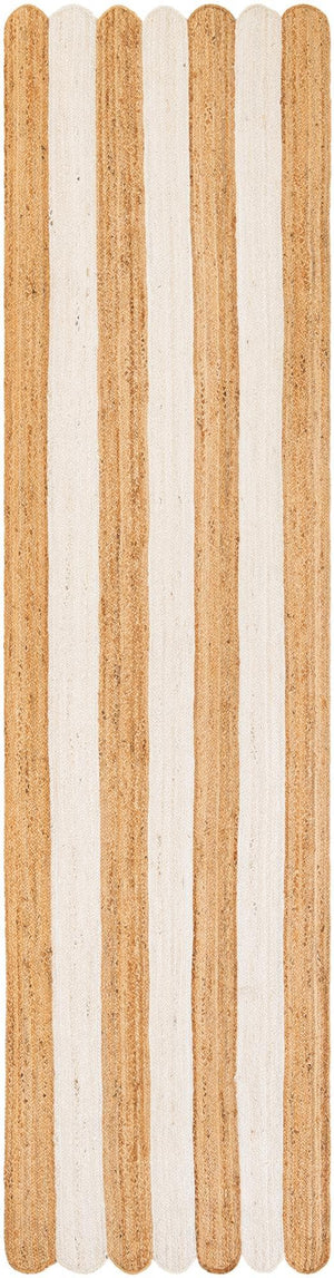 Natural and Ivory 3' 3 x 14' 1 Scallop Braided Jute Runner Rug