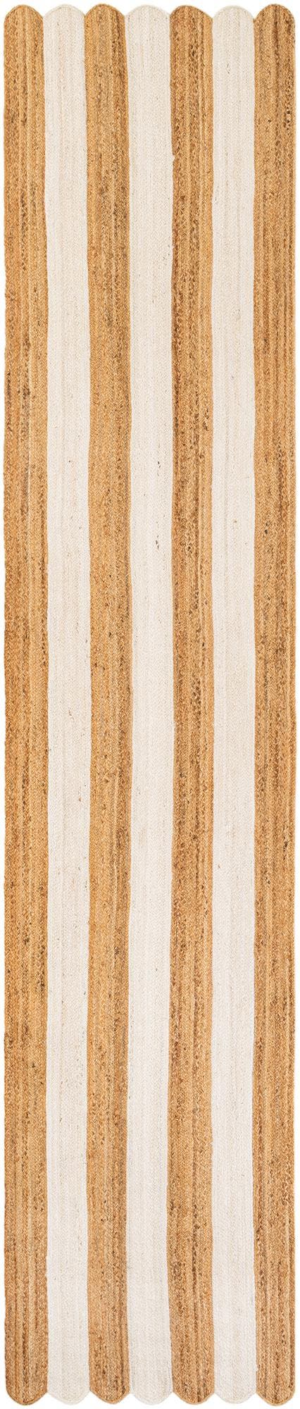 Natural and Ivory 3' 3 x 16' 1 Scallop Braided Jute Runner Rug