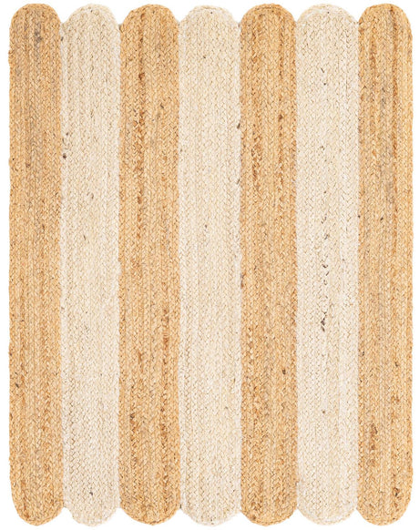 Natural and Ivory 2' x 3' 1 Scallop Braided Jute Rectangle Rug