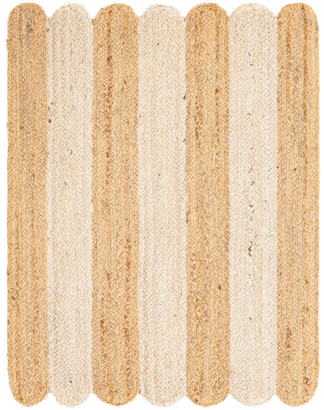Natural and Ivory 2' x 3' 1 Scallop Braided Jute Rectangle Rug