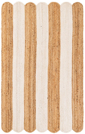 Natural and Ivory 3' 1 x 5' 1 Scallop Braided Jute Rectangle Rug