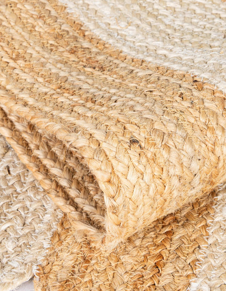 Natural and Ivory 3' 1 x 5' 1 Scallop Braided Jute Rectangle Area Rug Eco Friendly 100% Jute All Natural Durable Carpet for Affordable Unique Home Interiors for Sale at Rug Engine