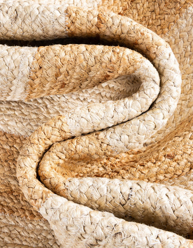 Natural and Ivory 2' x 3' 1 Scallop Braided Jute Rectangle Rug