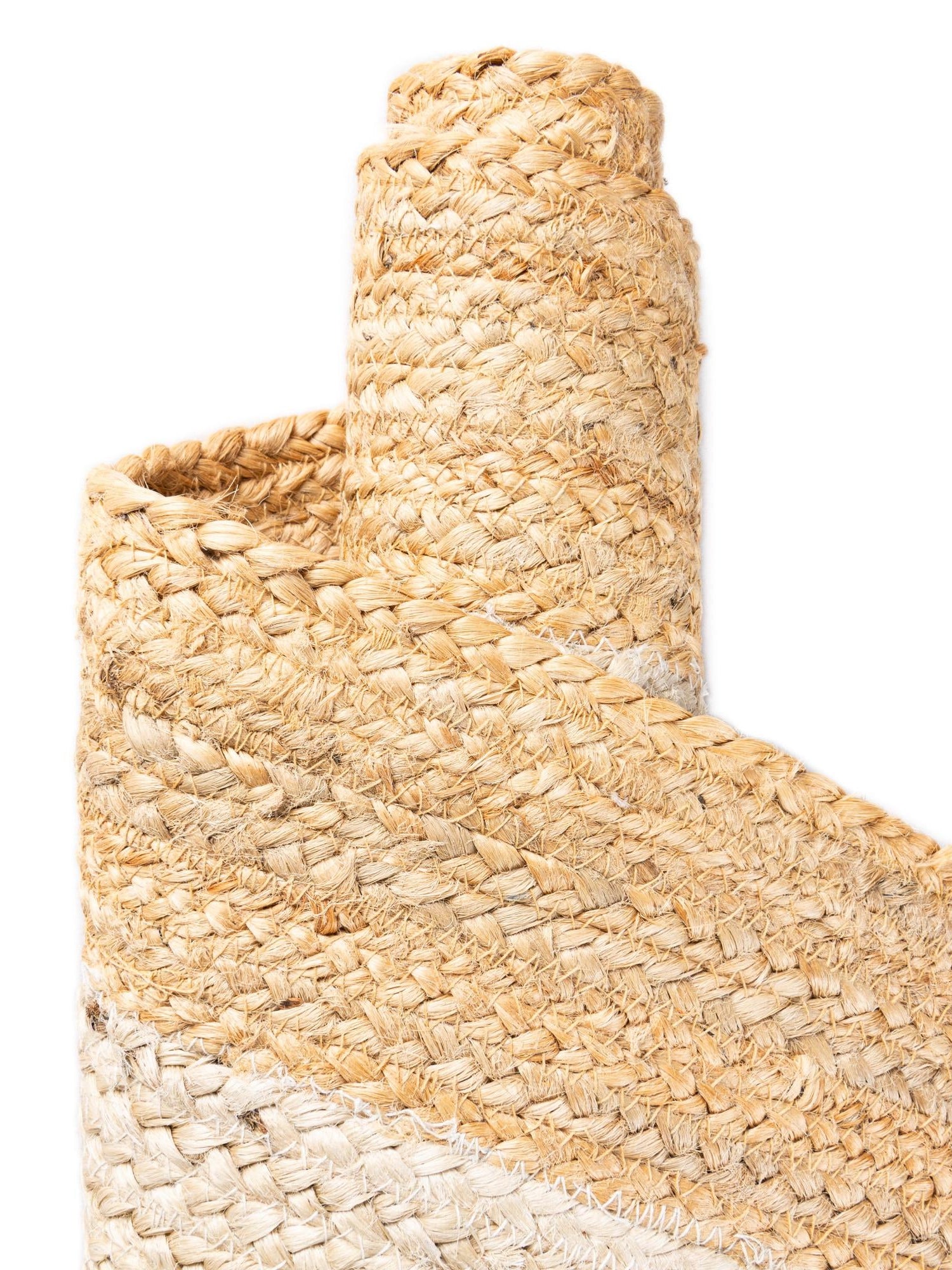 Natural and Ivory 4' 1 x 6' 1 Scallop Braided Jute Rectangle Area Rug Eco Friendly 100% Jute All Natural Durable Carpet for Affordable Unique Home Interiors for Sale at Rug Engine
