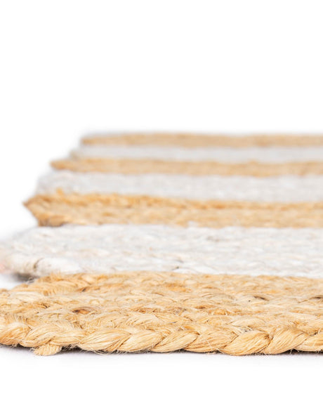 Natural and Ivory 2' 7 x 12' Scallop Braided Jute Runner Area Rug Eco Friendly 100% Jute All Natural Durable Carpet for Affordable Unique Home Interiors for Sale at Rug Engine