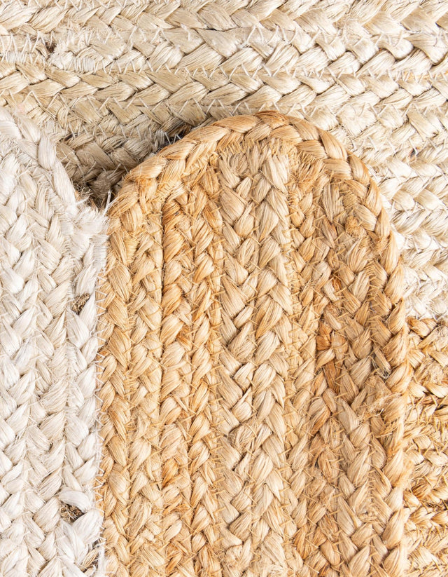 Natural and Ivory 3' x 12' Scallop Braided Jute Runner Rug