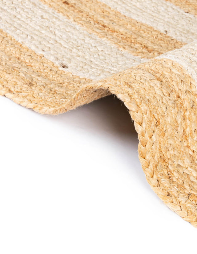 Natural and Ivory 3' x 12' Scallop Braided Jute Runner Rug
