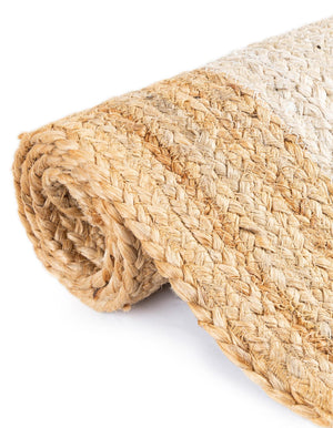 Natural and Ivory 3' 3 x 14' 1 Scallop Braided Jute Runner Rug