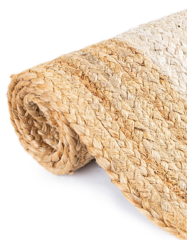 Natural and Ivory 3' 3 x 14' 1 Scallop Braided Jute Runner Rug