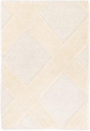 Ivory 2' x 3' 1 Lattice Wool Rectangle Area Rug All Natural Hand Woven Geometric Wool Carpet for Living, Dining, Office, Dorm Room Indoor Decor for Sale at Rug Engine