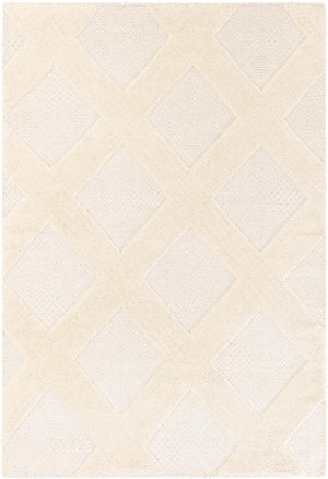 Ivory 4' 1 x 6' 1 Lattice Wool Rectangle Area Rug All Natural Hand Woven Geometric Wool Carpet for Living, Dining, Office, Dorm Room Indoor Decor for Sale at Rug Engine