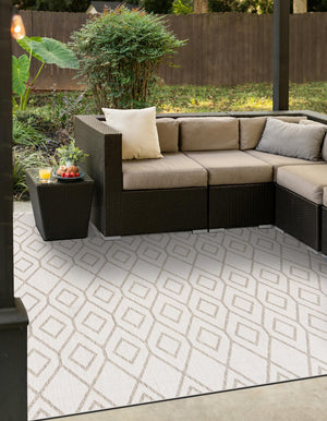 Ivory 7' 10 x 7' 10 Jill Zarin Outdoor Square Area Rug Weather Resistant for Patio, Deck, Terrace, Balcony, Porch Durable 100% Polypropylene Carpet for Outside for Sale at Rug Engine