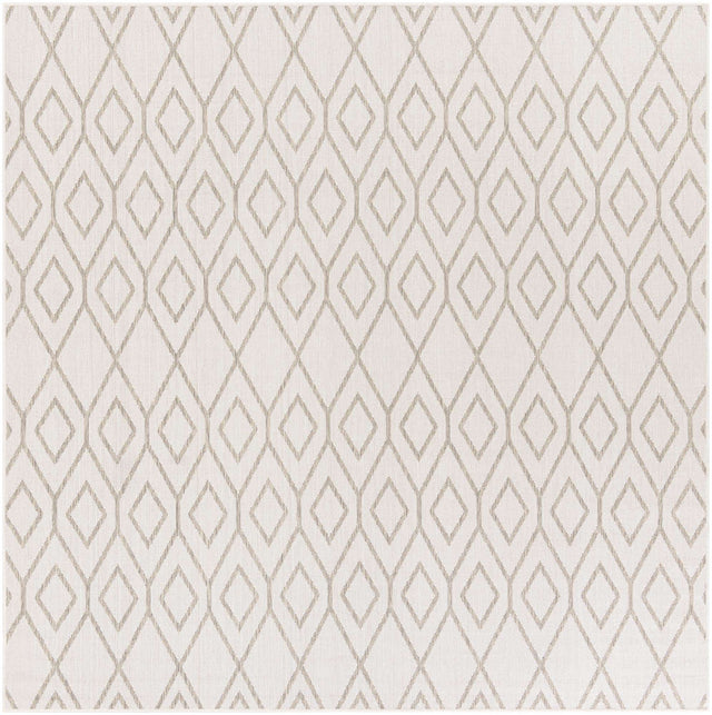 Ivory 7' 10 x 7' 10 Jill Zarin Outdoor Square Area Rug Weather Resistant for Patio, Deck, Terrace, Balcony, Porch Durable 100% Polypropylene Carpet for Outside for Sale at Rug Engine