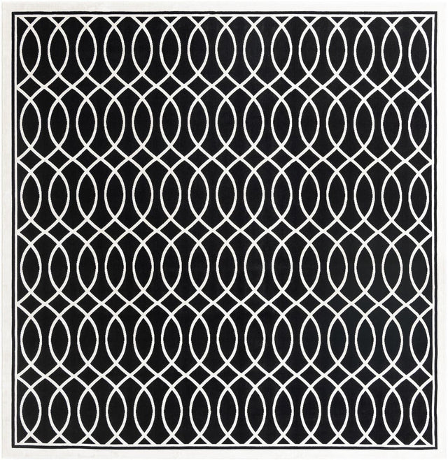 Black and White 9' 10 x 9' 10 Milano Square Area Rug 100% Polyester with Cotton Backing Modern Contemporary Carpet for Home Decor Interior Design for Sale at Rug Engine