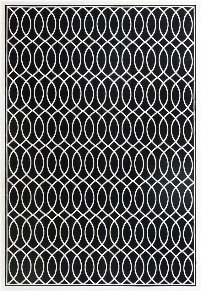 Black and White 9' 10 x 14' 1 Milano Rectangle Area Rug 100% Polyester with Cotton Backing Modern Contemporary Carpet for Home Decor Interior Design for Sale at Rug Engine