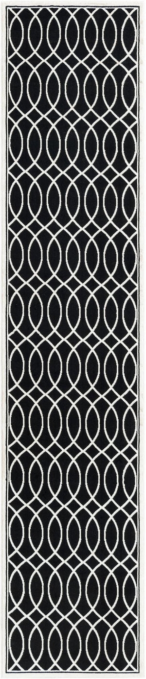 Black and White 2' 7 x 12' Milano Runner Area Rug 100% Polyester with Cotton Backing Modern Contemporary Carpet for Home Decor Interior Design for Sale at Rug Engine