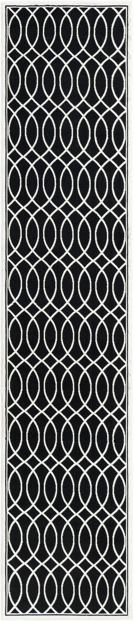 Black and White 2' 7 x 12' Milano Runner Area Rug 100% Polyester with Cotton Backing Modern Contemporary Carpet for Home Decor Interior Design for Sale at Rug Engine