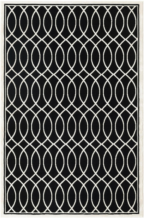 Black and White 4' 5 x 6' 1 Milano Rectangle Area Rug 100% Polyester with Cotton Backing Modern Contemporary Carpet for Home Decor Interior Design for Sale at Rug Engine