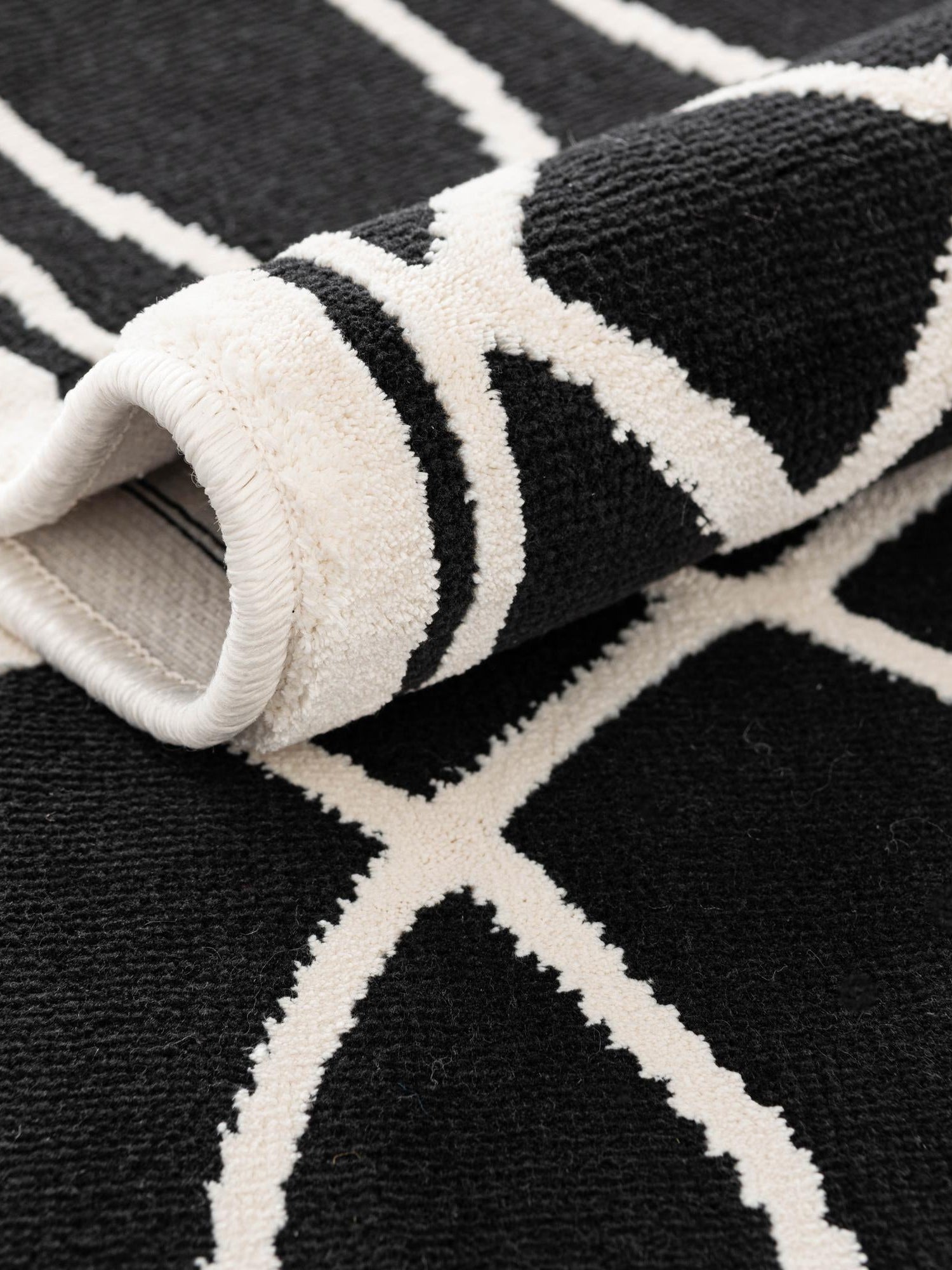 Black and White 7' 1 x 10' Milano Rectangle Area Rug 100% Polyester with Cotton Backing Modern Contemporary Carpet for Home Decor Interior Design for Sale at Rug Engine
