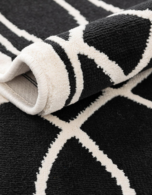 Black and White 7' 1 x 10' Milano Rectangle Area Rug 100% Polyester with Cotton Backing Modern Contemporary Carpet for Home Decor Interior Design for Sale at Rug Engine