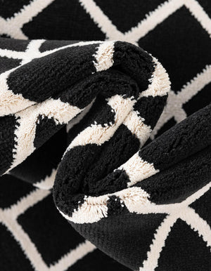 Black and White 9' 10 x 12' Milano Rectangle Area Rug 100% Polyester with Cotton Backing Modern Contemporary Carpet for Home Decor Interior Design for Sale at Rug Engine