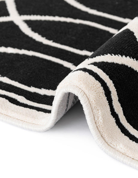 Black and White 4' 5 x 6' 1 Milano Rectangle Area Rug 100% Polyester with Cotton Backing Modern Contemporary Carpet for Home Decor Interior Design for Sale at Rug Engine