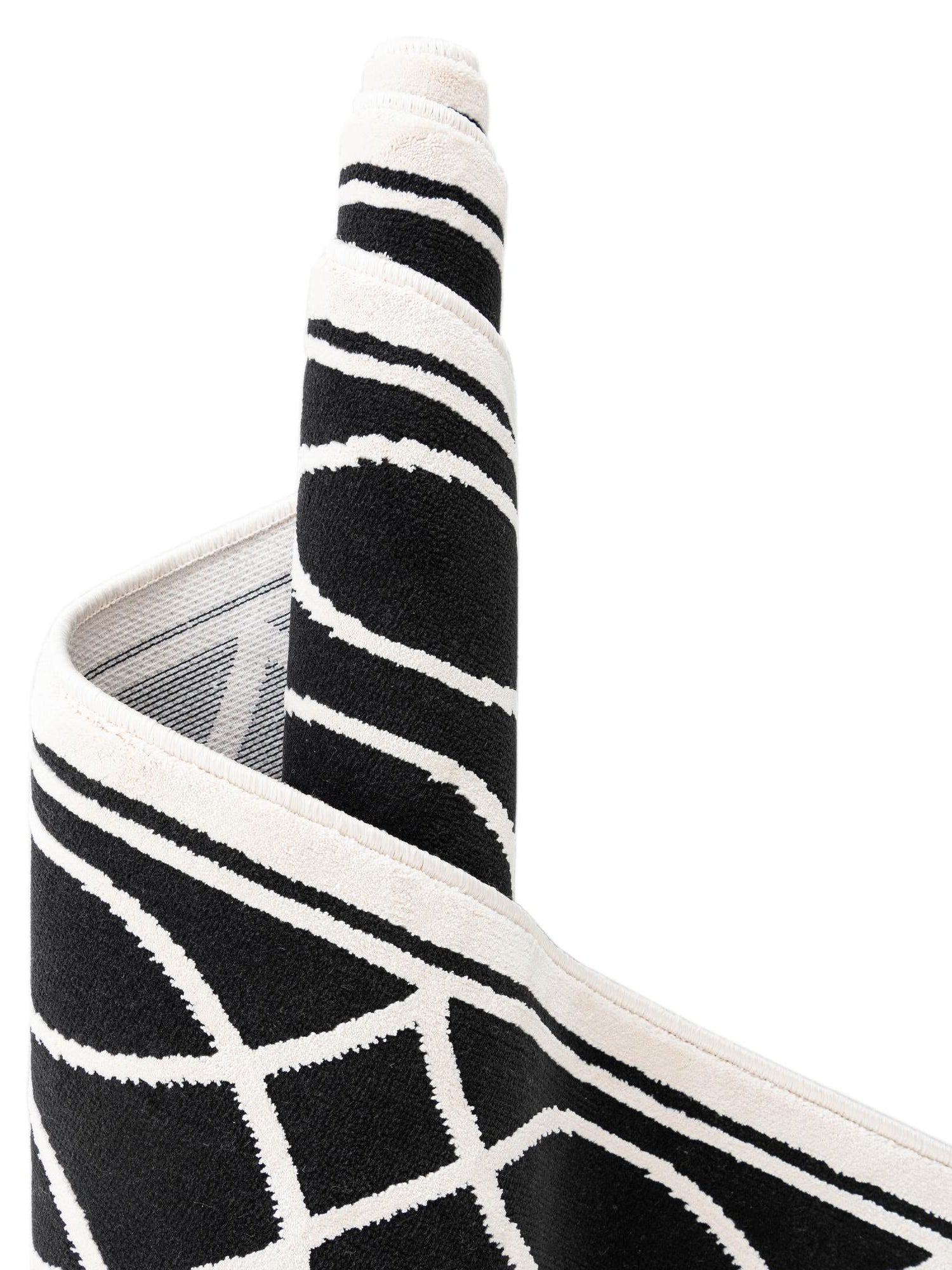 Black and White 8' 3 x 10' Milano Rectangle Area Rug 100% Polyester with Cotton Backing Modern Contemporary Carpet for Home Decor Interior Design for Sale at Rug Engine