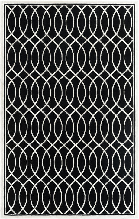 Black and White 5' 3 x 8' Milano Rectangle Area Rug 100% Polyester with Cotton Backing Modern Contemporary Carpet for Home Decor Interior Design for Sale at Rug Engine