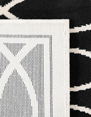Black and White 2' 3 x 8' Milano Runner Area Rug 100% Polyester with Cotton Backing Modern Contemporary Carpet for Home Decor Interior Design for Sale at Rug Engine