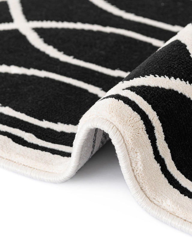 Black and White 2' 7 x 12' Milano Runner Area Rug 100% Polyester with Cotton Backing Modern Contemporary Carpet for Home Decor Interior Design for Sale at Rug Engine