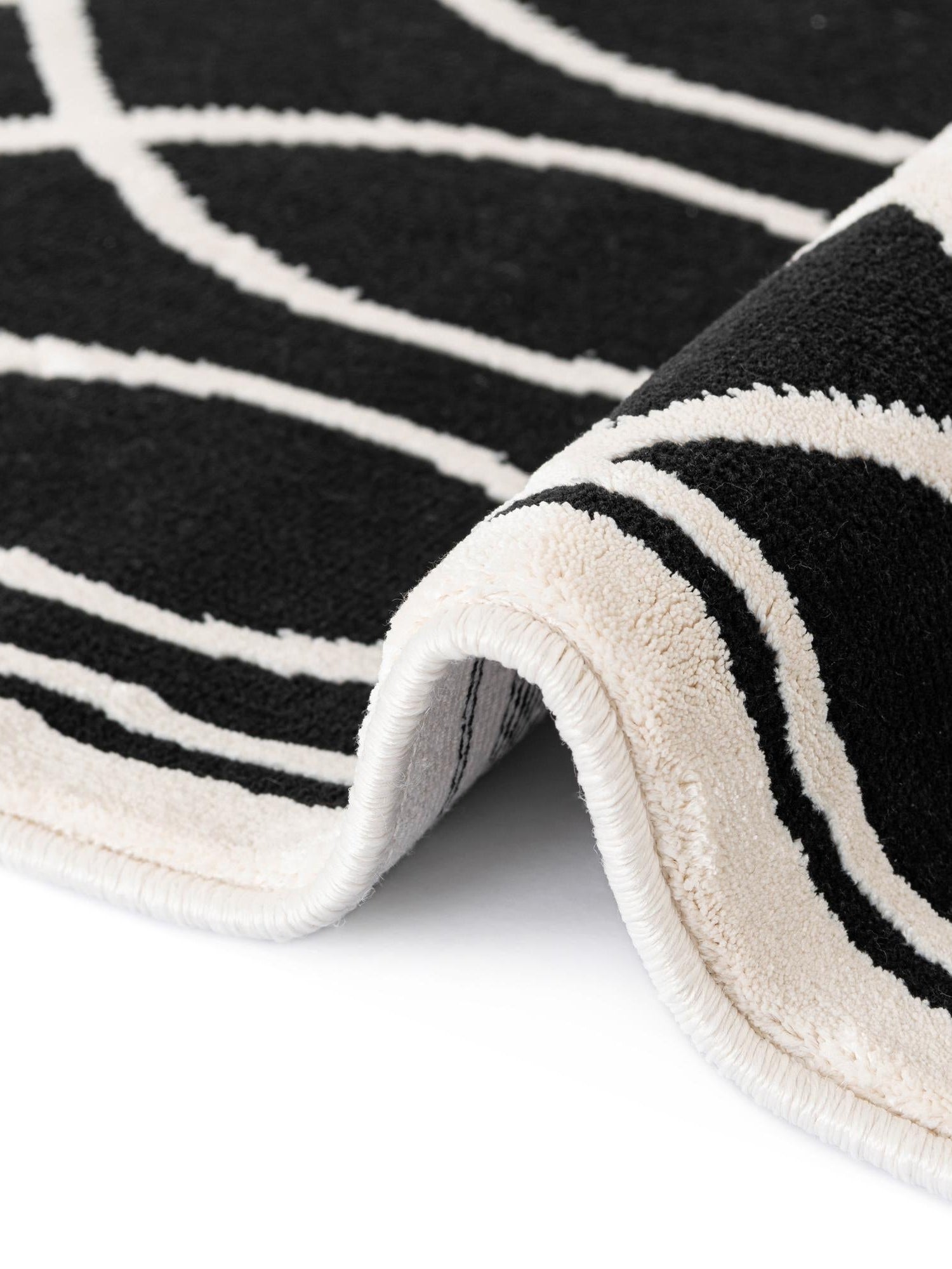 Black and White 2' 3 x 8' Milano Runner Area Rug 100% Polyester with Cotton Backing Modern Contemporary Carpet for Home Decor Interior Design for Sale at Rug Engine