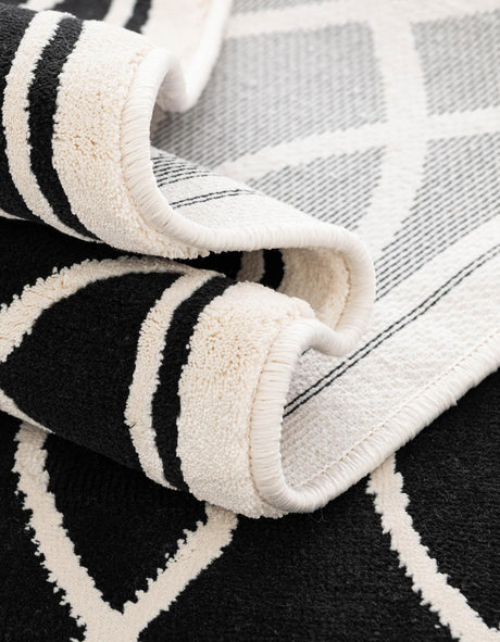 Black and White 2' 3 x 6' 1 Milano Runner Area Rug 100% Polyester with Cotton Backing Modern Contemporary Carpet for Home Decor Interior Design for Sale at Rug Engine