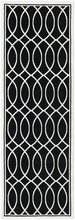 Black and White 2' 3 x 6' 1 Milano Runner Area Rug 100% Polyester with Cotton Backing Modern Contemporary Carpet for Home Decor Interior Design for Sale at Rug Engine