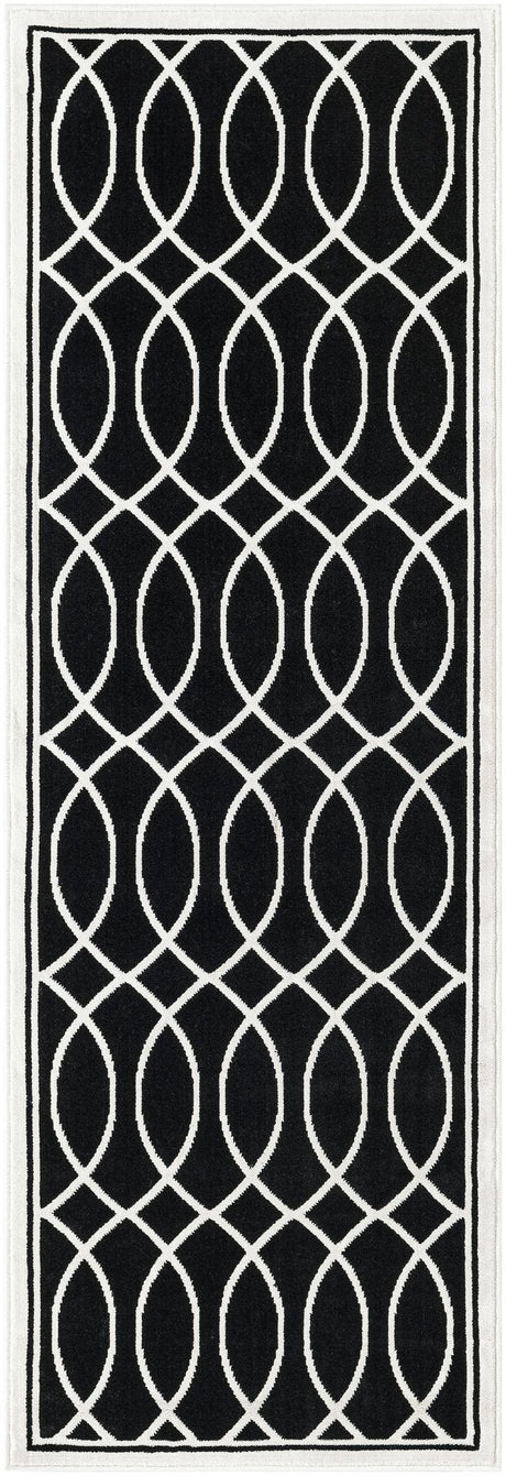 Black and White 2' 3 x 6' 1 Milano Runner Area Rug 100% Polyester with Cotton Backing Modern Contemporary Carpet for Home Decor Interior Design for Sale at Rug Engine