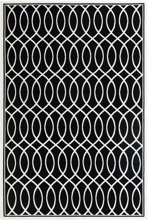 Black and White 6' 4 x 9' Milano Rectangle Area Rug 100% Polyester with Cotton Backing Modern Contemporary Carpet for Home Decor Interior Design for Sale at Rug Engine