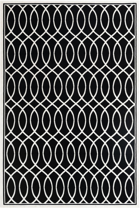 Black and White 6' 4 x 9' Milano Rectangle Area Rug 100% Polyester with Cotton Backing Modern Contemporary Carpet for Home Decor Interior Design for Sale at Rug Engine