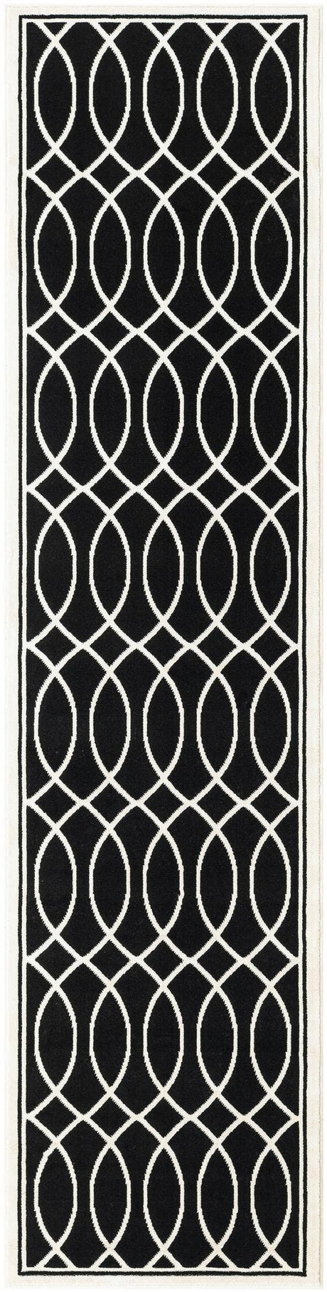 Black and White 2' 3 x 8' Milano Runner Area Rug 100% Polyester with Cotton Backing Modern Contemporary Carpet for Home Decor Interior Design for Sale at Rug Engine
