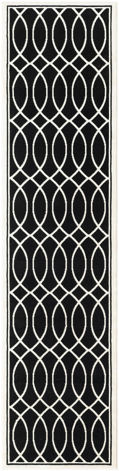 Black and White 2' 3 x 8' Milano Runner Area Rug 100% Polyester with Cotton Backing Modern Contemporary Carpet for Home Decor Interior Design for Sale at Rug Engine