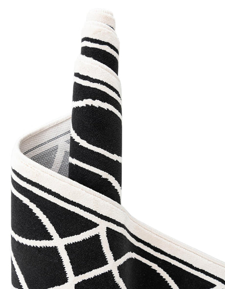 Black and White 9' 10 x 9' 10 Milano Square Area Rug 100% Polyester with Cotton Backing Modern Contemporary Carpet for Home Decor Interior Design for Sale at Rug Engine