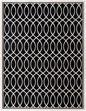 Black and White 8' 3 x 10' Milano Rectangle Area Rug 100% Polyester with Cotton Backing Modern Contemporary Carpet for Home Decor Interior Design for Sale at Rug Engine