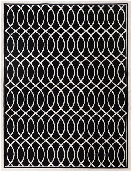 Black and White 8' 3 x 10' Milano Rectangle Area Rug 100% Polyester with Cotton Backing Modern Contemporary Carpet for Home Decor Interior Design for Sale at Rug Engine