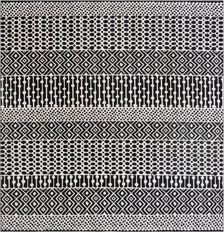 Black and White 9' 10 x 9' 10 Milano Square Area Rug 100% Polyester with Cotton Backing Modern Contemporary Carpet for Home Decor Interior Design for Sale at Rug Engine