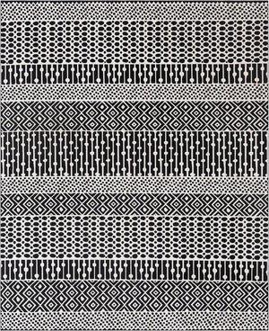 Black and White 9' 10 x 12' Milano Rectangle Area Rug 100% Polyester with Cotton Backing Modern Contemporary Carpet for Home Decor Interior Design for Sale at Rug Engine