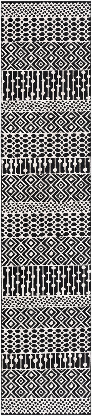 Black and White 2' 7 x 12' Milano Runner Area Rug 100% Polyester with Cotton Backing Modern Contemporary Carpet for Home Decor Interior Design for Sale at Rug Engine